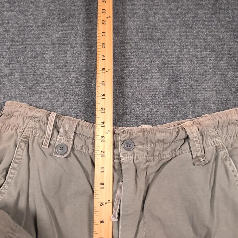 VTG Abercrombie Cargo Shorts Mens XL Khaki Tan Cotton Elastic Waist Pockets